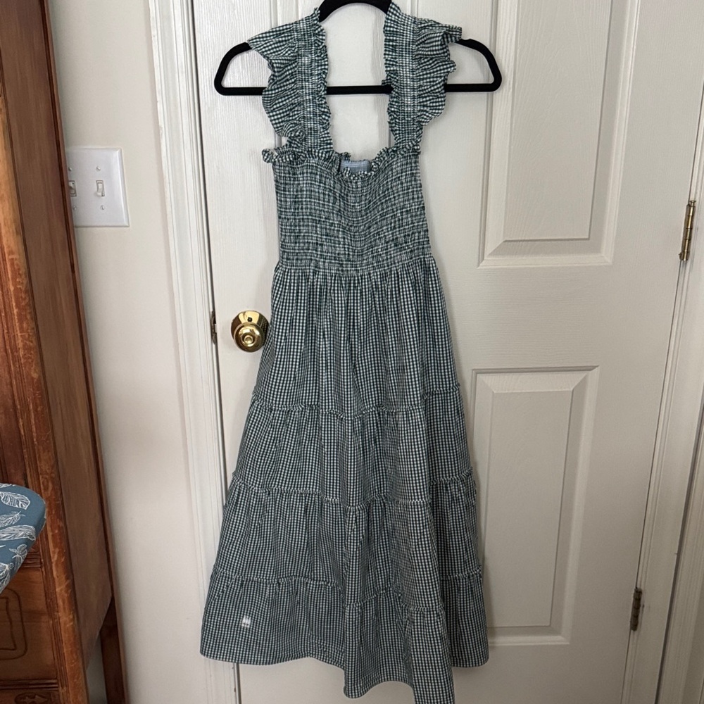 Hill House Gingham Dress - Green and White